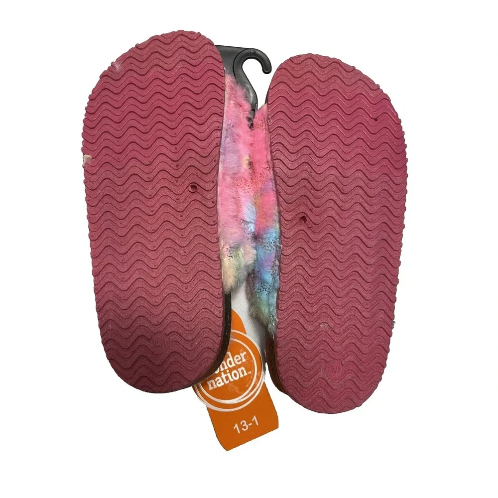 wonder nation girls colorful‎ sandal slippers hard outside sole size 13-1